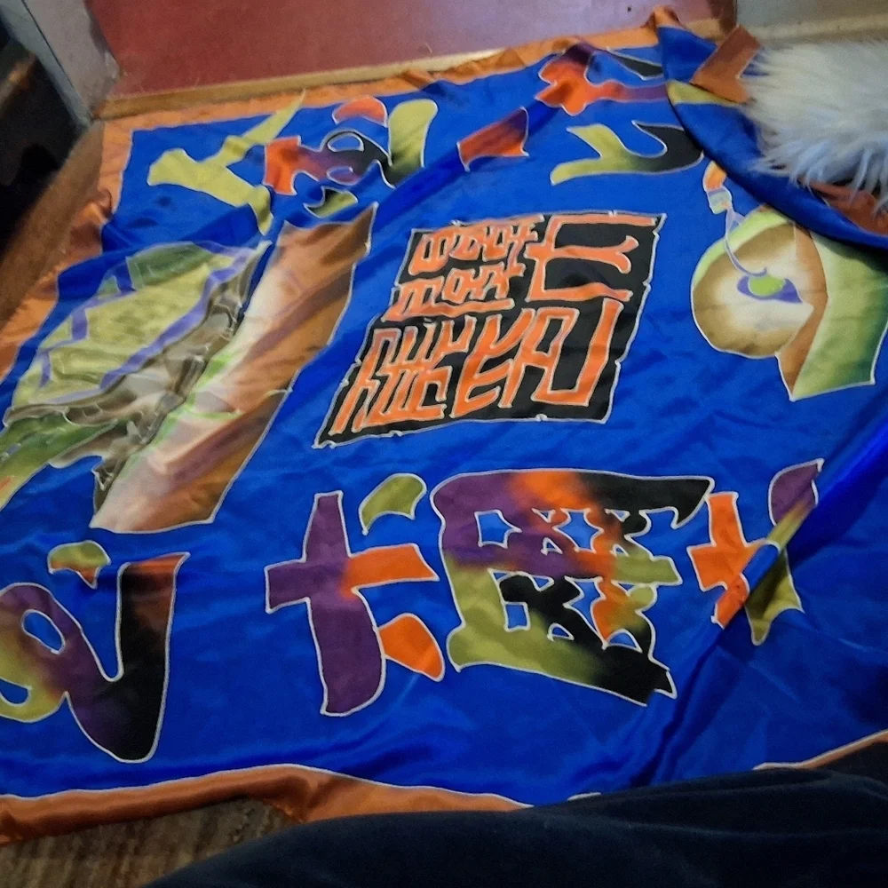 Chinese Character Silk Large Vibrant Color  Scarf